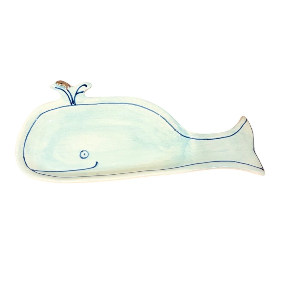 Anthropologie Balena Whale Ceramic SpoonRest Blue White Nautical Coastal Retired